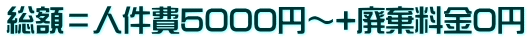 総額＝人件費5000円～+廃棄料金0円